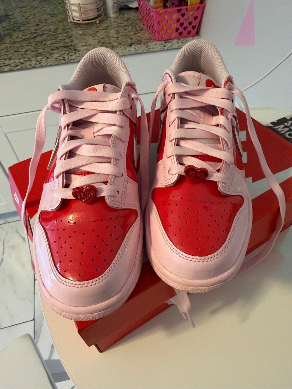 Nike Dunks Kids Pink and Red Low-Top Sneakers
